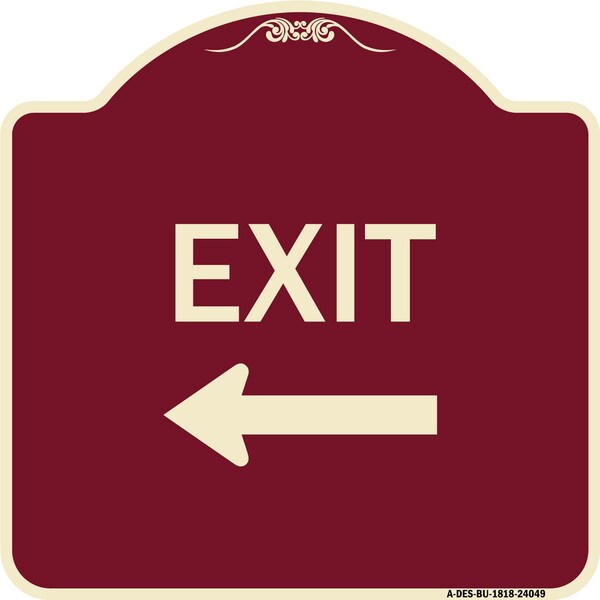 Exit With Left Arrow 2 Heavy-Gauge Aluminum Architectural Sign, 18" H, 18" L, BU-1818-24049